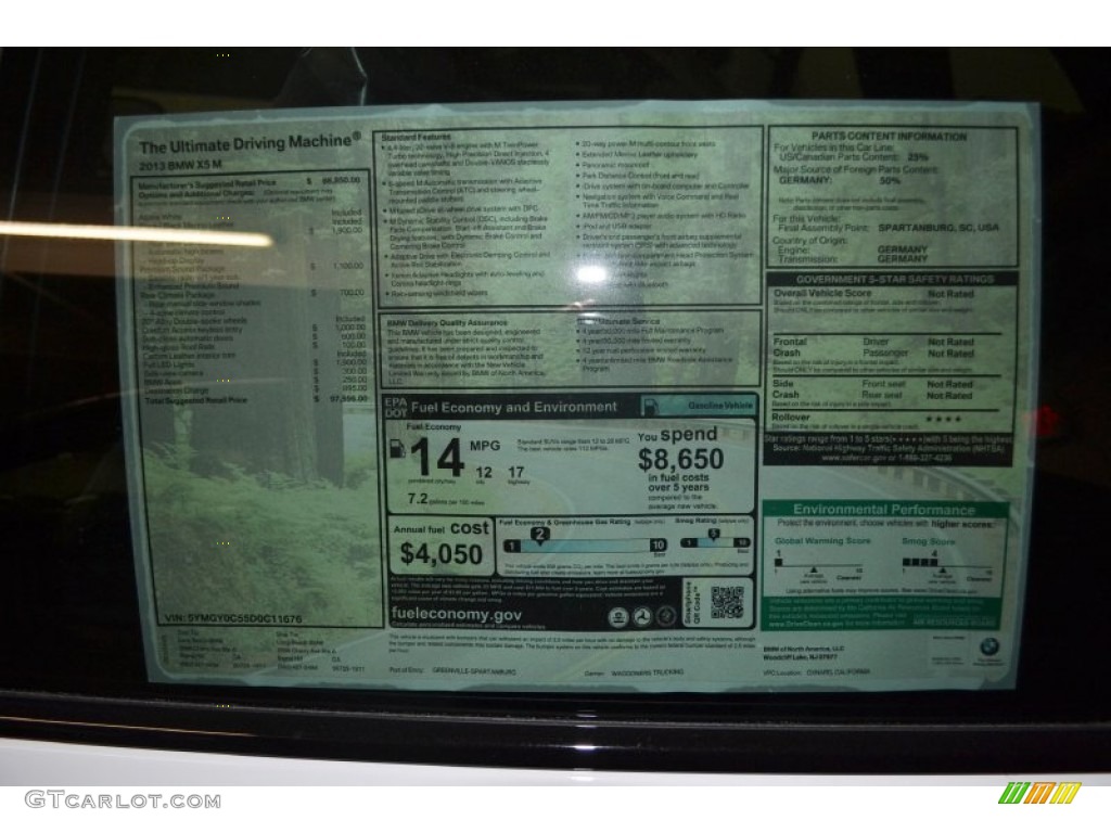 2013 BMW X5 M M xDrive Window Sticker Photo #73608946
