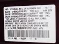  2013 Odyssey EX Dark Cherry Pearl Color Code R529P