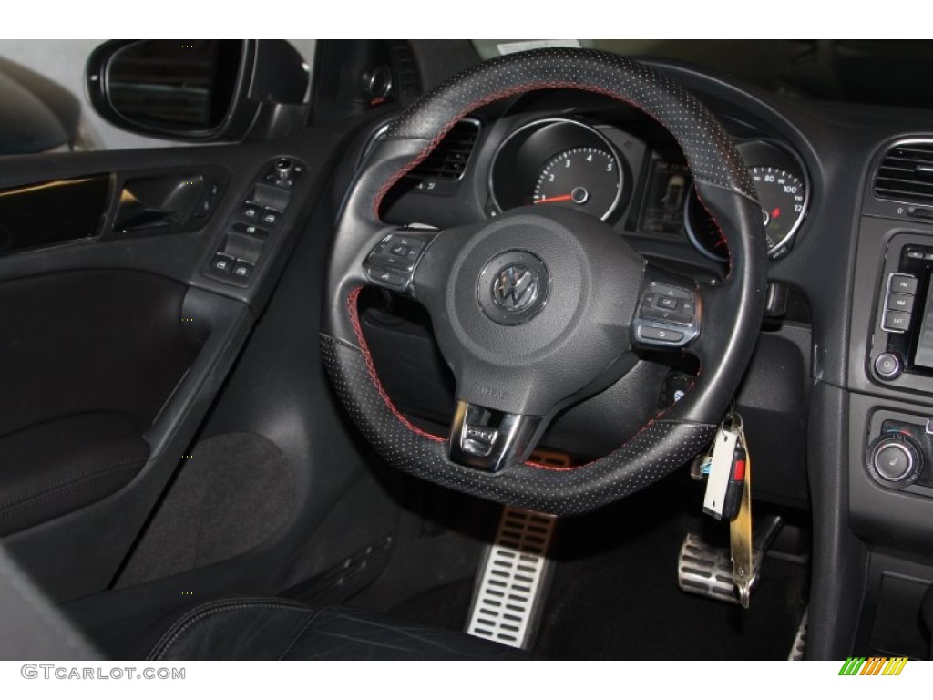 2010 Volkswagen GTI 4 Door Titan Black Leather Steering Wheel Photo #73612993