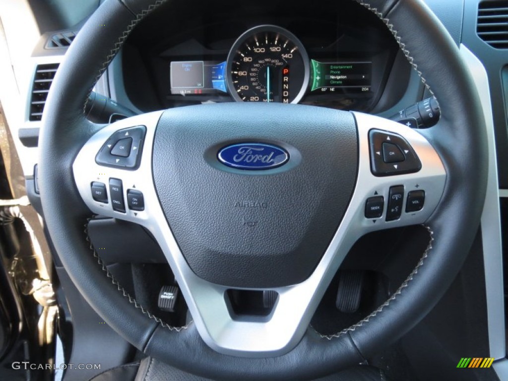 2013 Ford Explorer Sport 4WD Charcoal Black Steering Wheel Photo #73619298