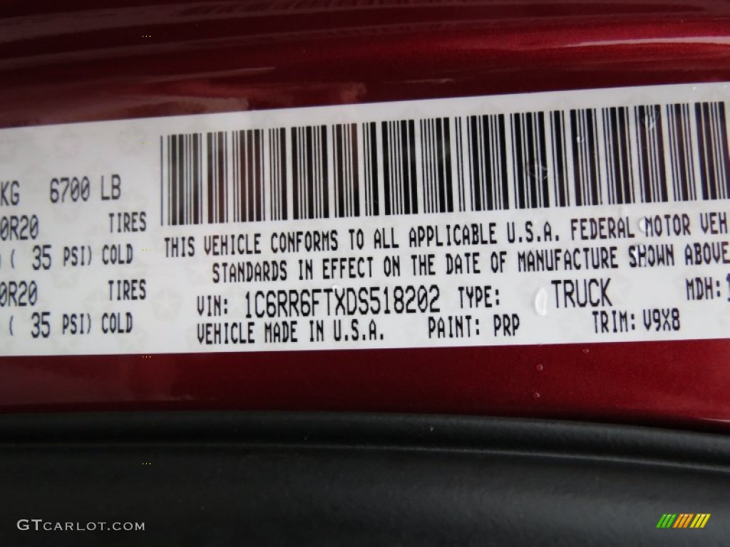 2013 1500 Color Code PRP for Deep Cherry Red Pearl Photo #73622675