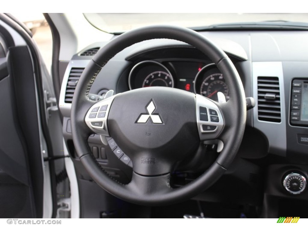 2012 Mitsubishi Outlander GT S AWD Black Steering Wheel Photo #73623137