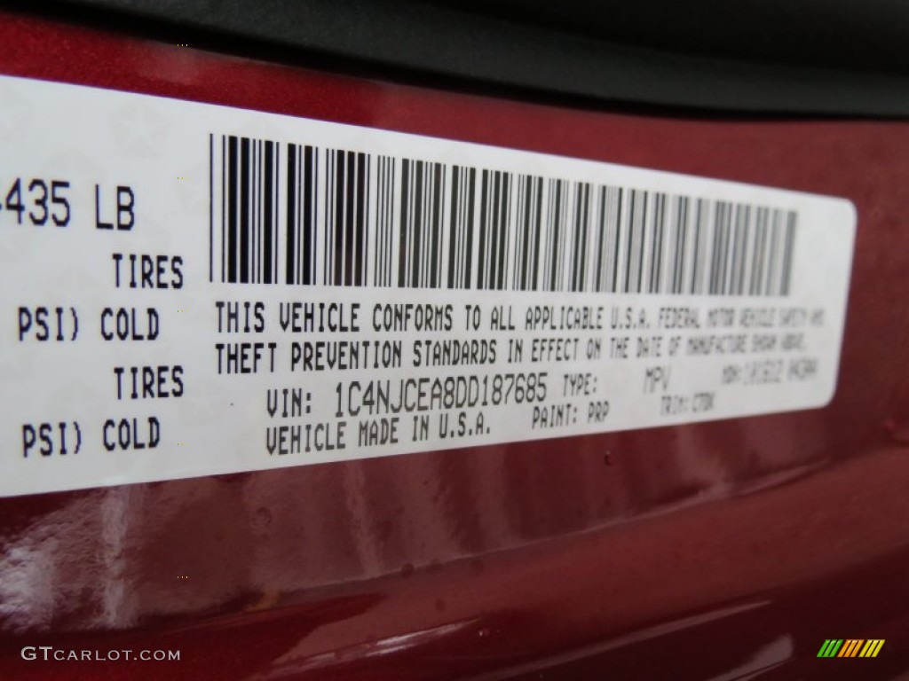 2013 Compass Color Code PRP for Deep Cherry Red Crystal Pearl Photo #73624775