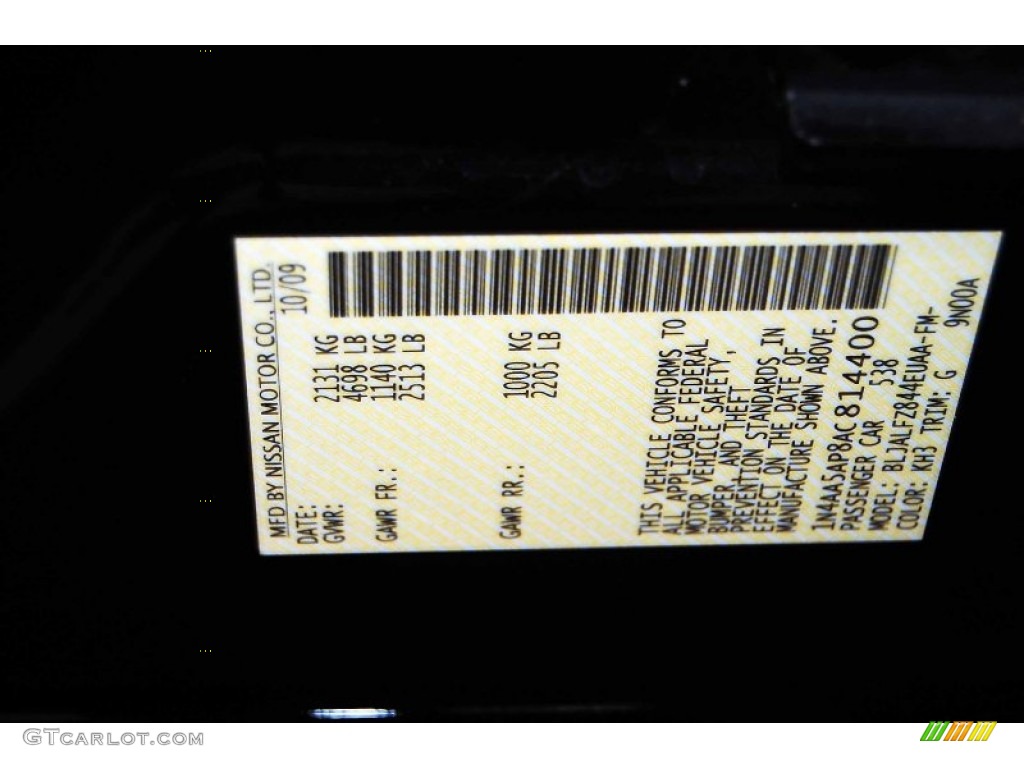 2010 Nissan Maxima 3.5 SV Sport Color Code Photos