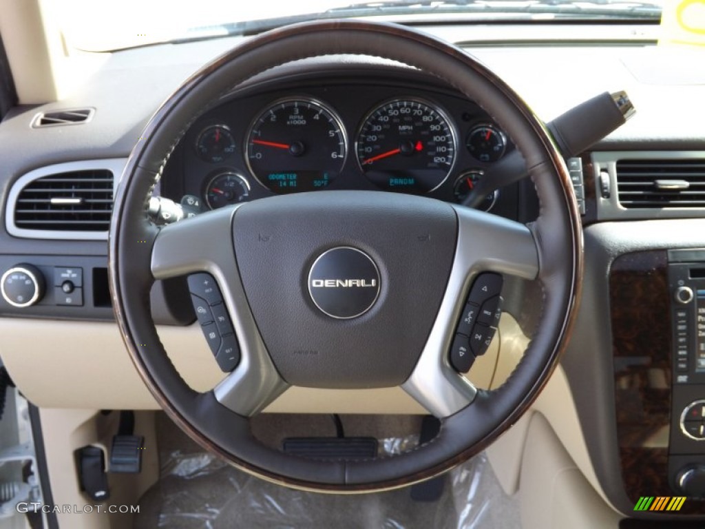 2013 GMC Yukon Denali Cocoa/Light Cashmere Steering Wheel Photo #73626758