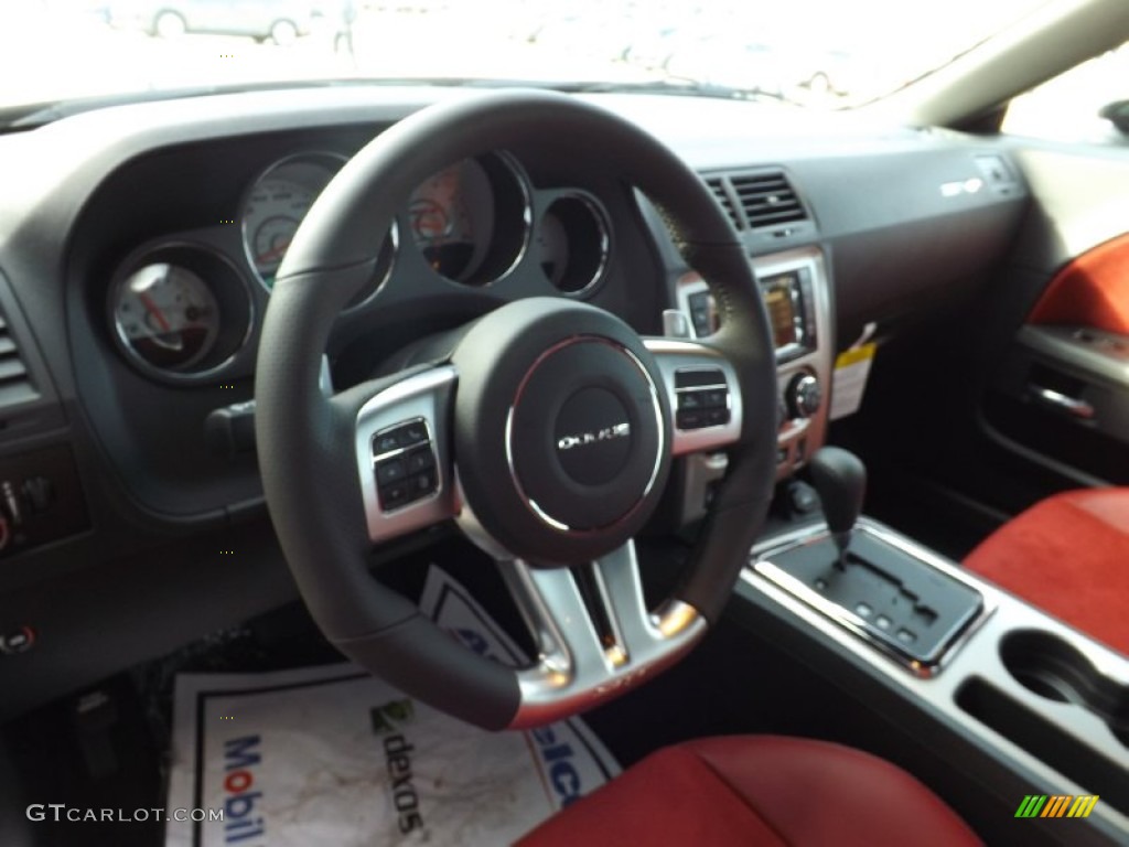 2013 Challenger SRT8 392 - Pitch Black / Radar Red/Dark Slate Gray photo #8
