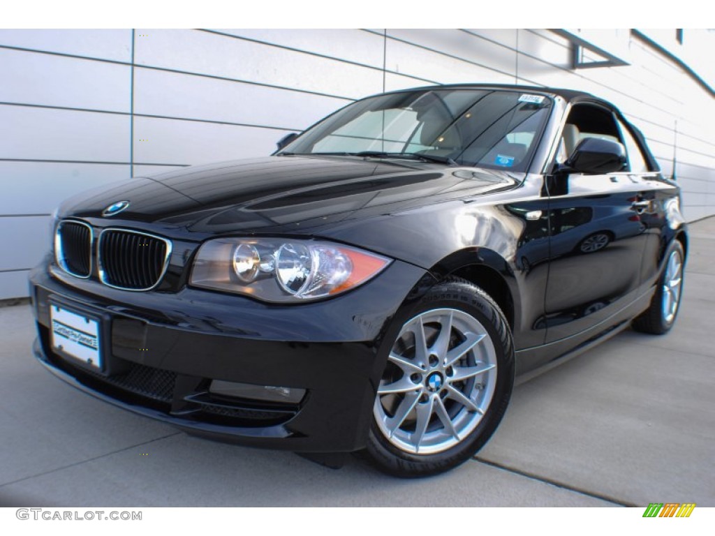 2011 1 Series 128i Convertible - Black Sapphire Metallic / Lemon photo #1