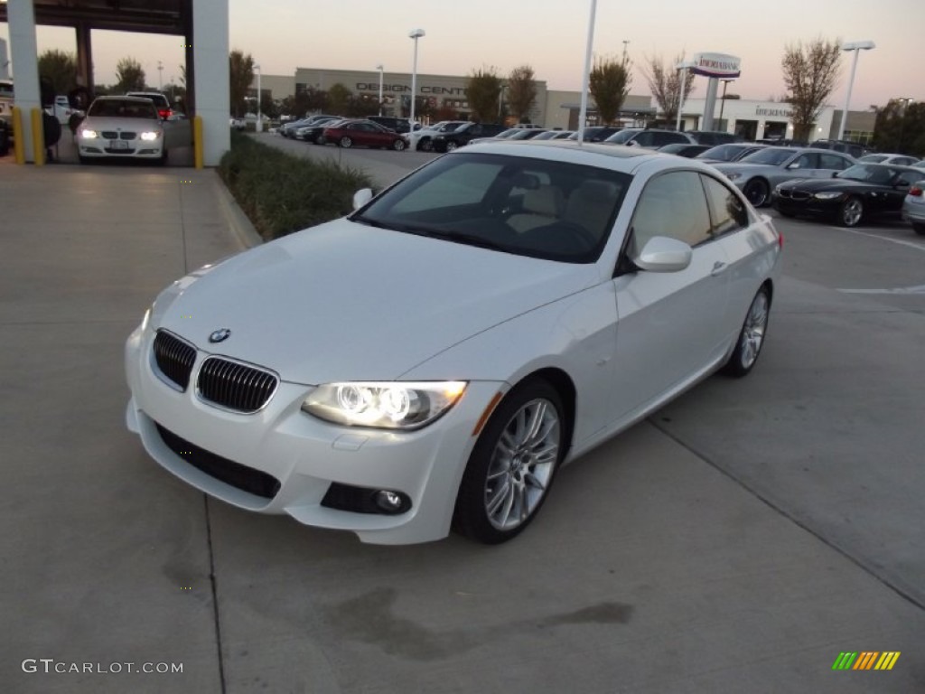 2013 3 Series 335i Coupe - Mineral White Metallic / Oyster photo #1