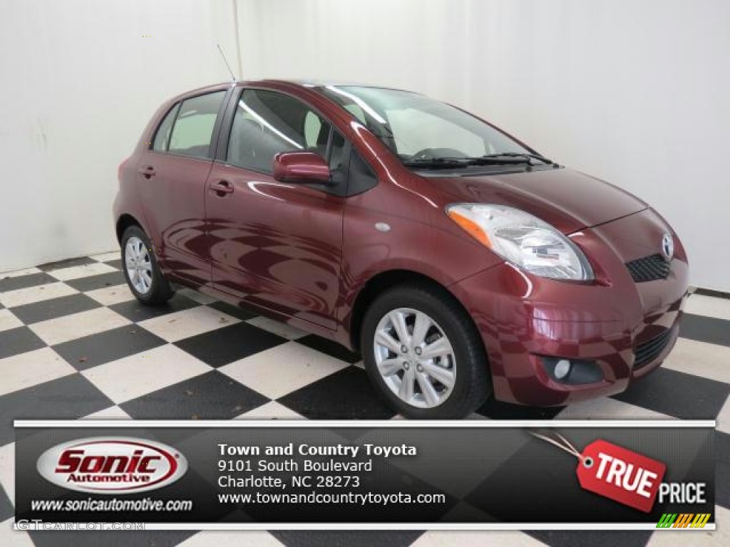 2009 Yaris 5 Door Liftback - Carmine Red Metallic / Dark Charcoal photo #1