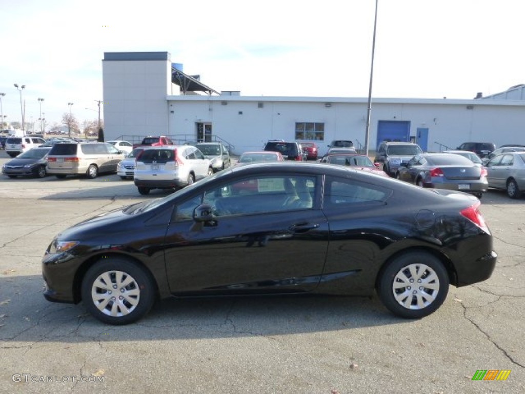 2012 Civic LX Coupe - Crystal Black Pearl / Gray photo #1