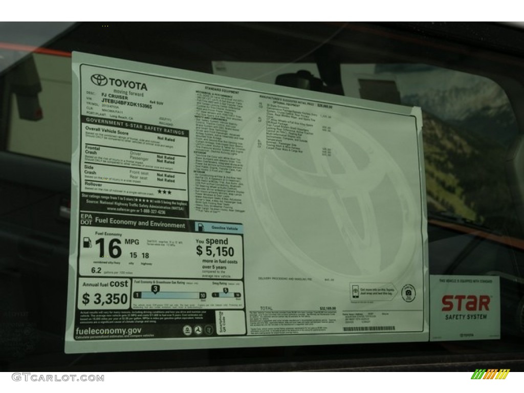 2013 Toyota FJ Cruiser 4WD Window Sticker Photo #73639020