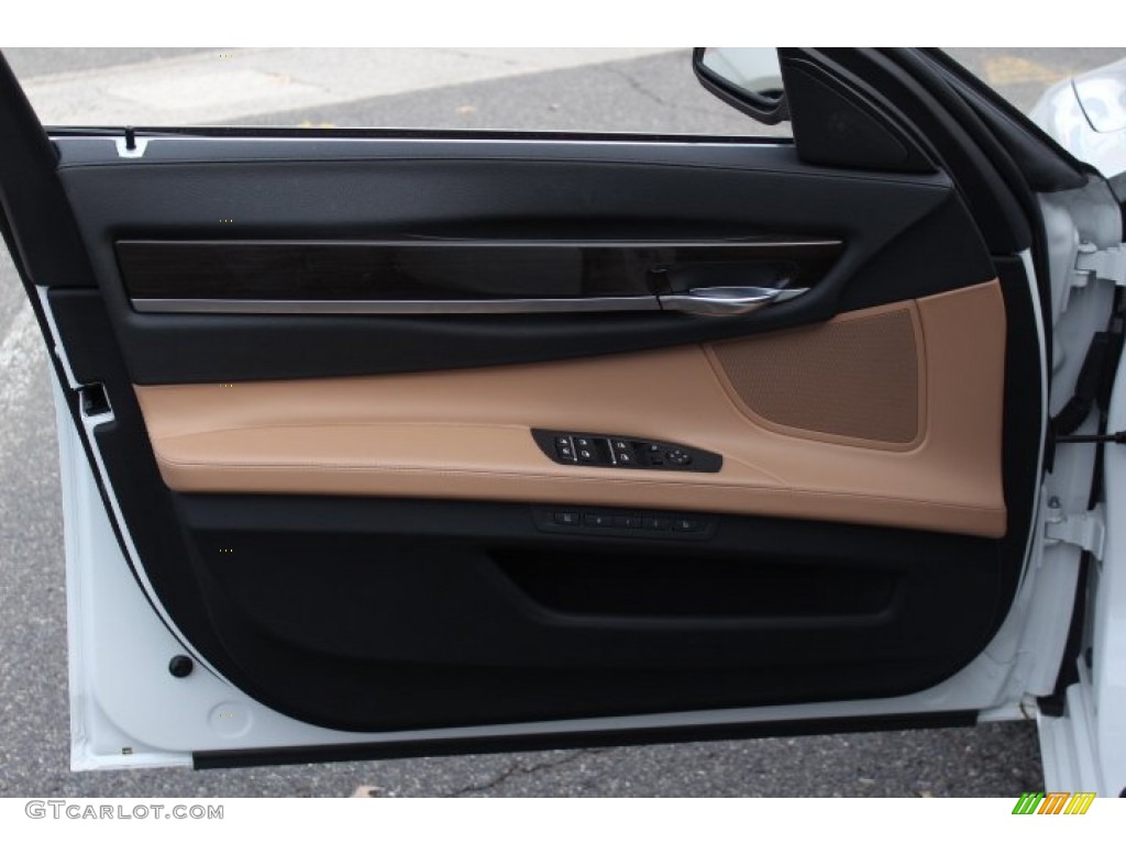 2012 BMW 7 Series 750Li Sedan Saddle/Black Door Panel Photo #73641342