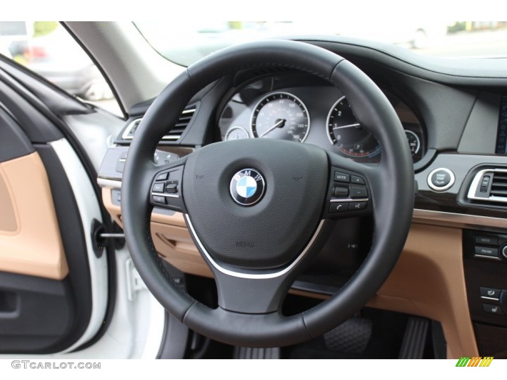 2012 BMW 7 Series 750Li Sedan Saddle/Black Steering Wheel Photo #73641492