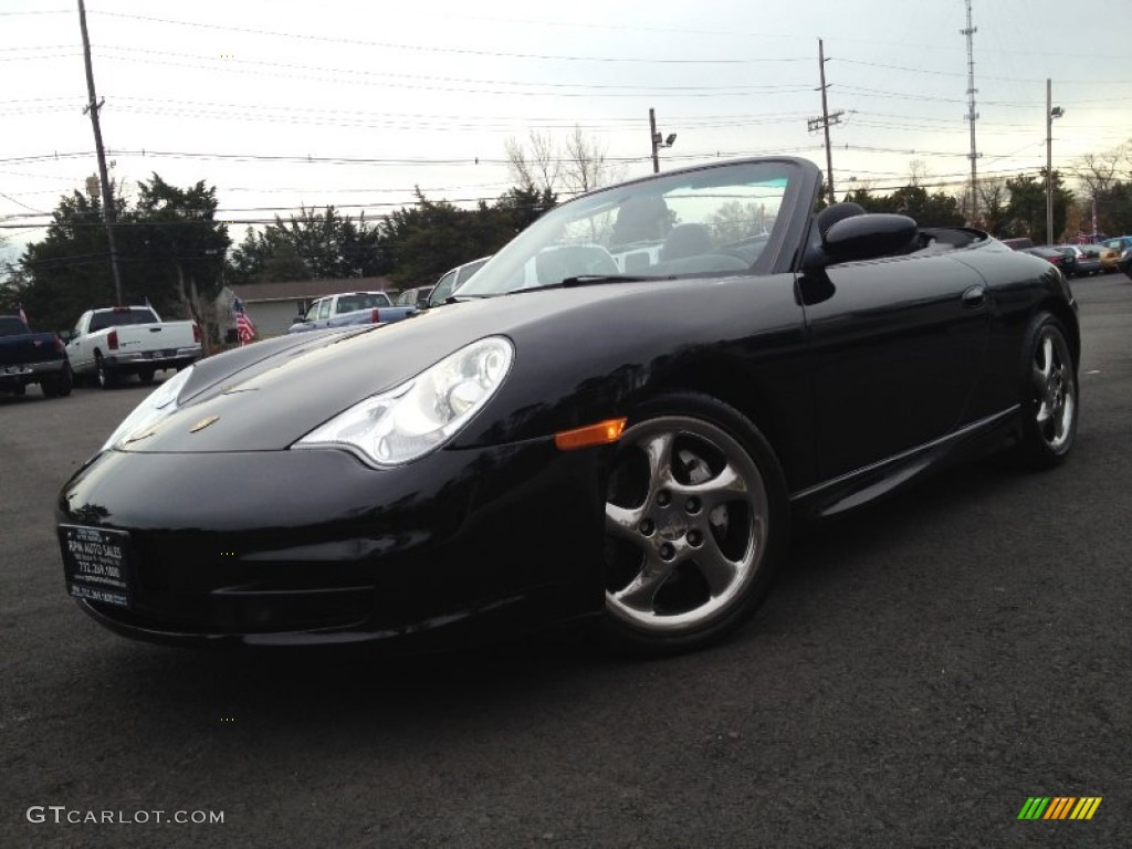 2002 911 Carrera 4 Cabriolet - Black / Black photo #1