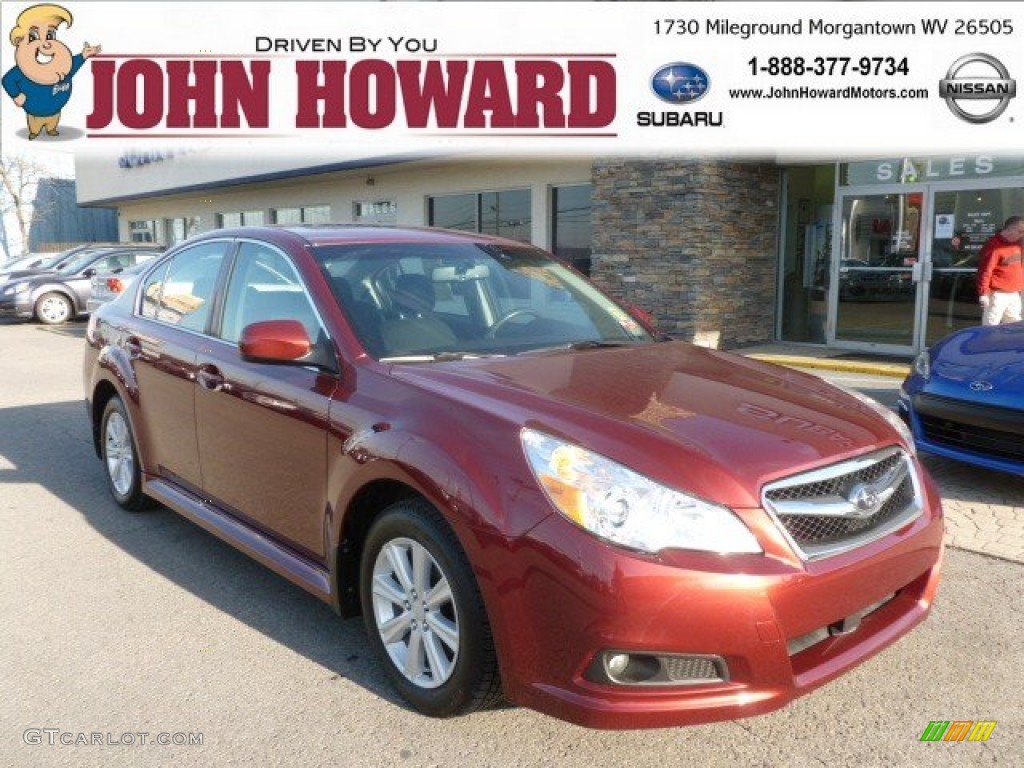 2010 Legacy 2.5i Premium Sedan - Ruby Red Pearl / Off Black photo #1