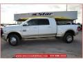 2012 Bright White Dodge Ram 3500 HD Laramie Longhorn Mega Cab 4x4 Dually  photo #3