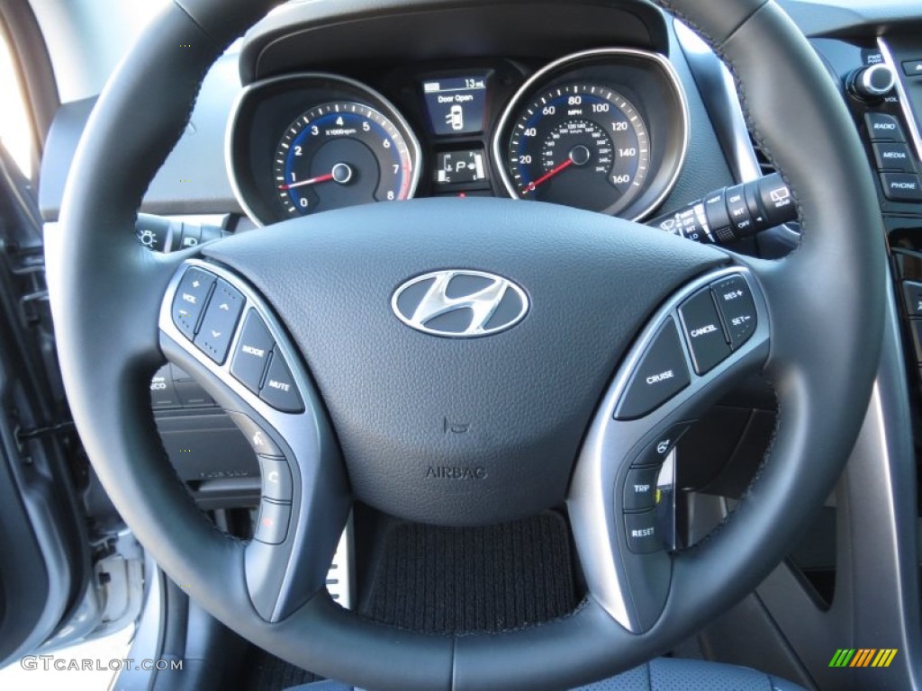 2013 Hyundai Elantra GT Black Steering Wheel Photo #73654632