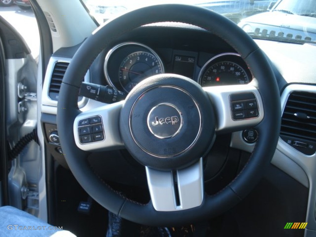 2013 Jeep Grand Cherokee Trailhawk 4x4 Trailhawk Black/Red Stitching Steering Wheel Photo #73654857