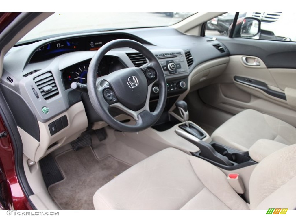 Beige Interior 2012 Honda Civic LX Sedan Photo #73654983