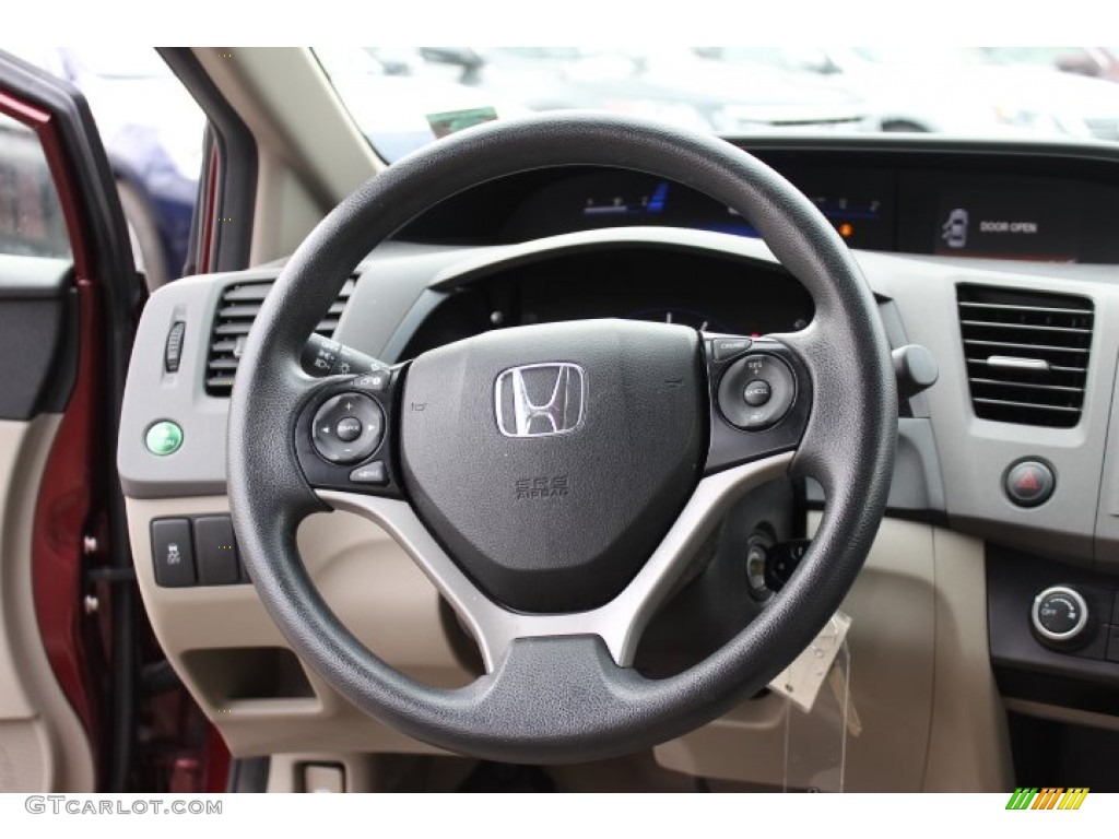 2012 Honda Civic LX Sedan Beige Steering Wheel Photo #73655082