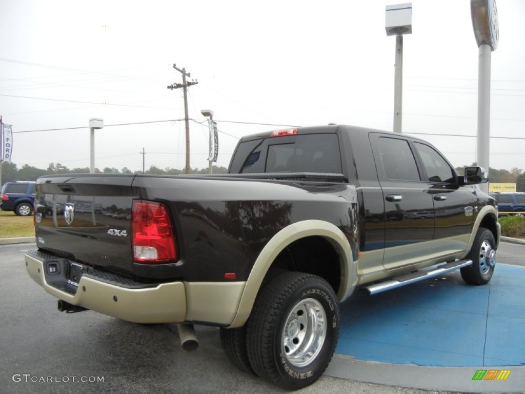 2011 Ram 3500 HD Laramie Longhorn Mega Cab 4x4 Dually - Rugged Brown Pearl / Light Pebble Beige/Bark Brown photo #7