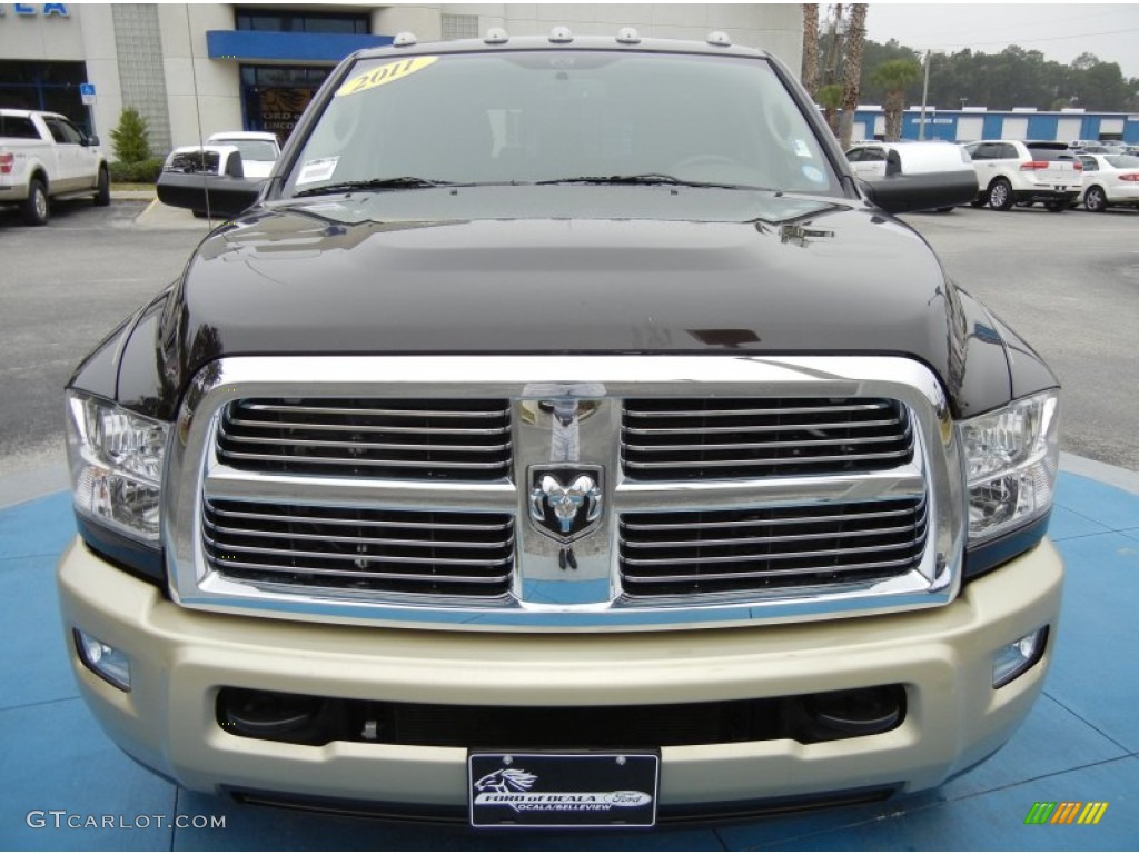 2011 Ram 3500 HD Laramie Longhorn Mega Cab 4x4 Dually - Rugged Brown Pearl / Light Pebble Beige/Bark Brown photo #10