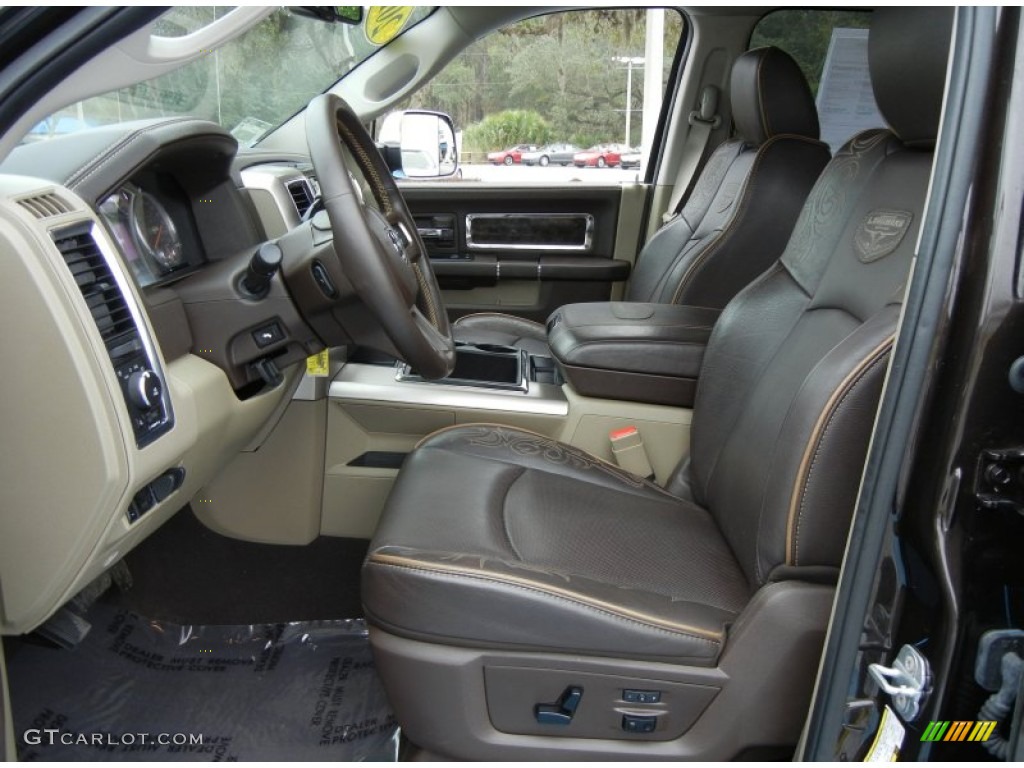 Light Pebble Beige/Bark Brown Interior 2011 Dodge Ram 3500 HD Laramie Longhorn Mega Cab 4x4 Dually Photo #73659614