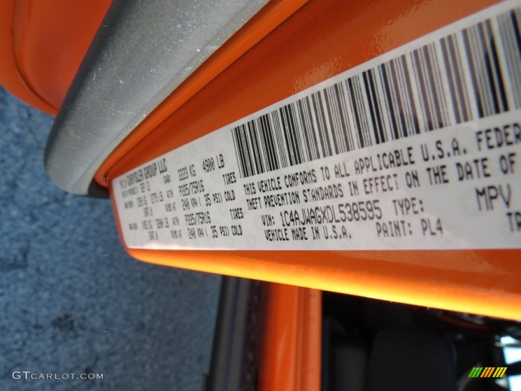 2013 Wrangler Color Code PL4 for Crush Orange Photo #73663728