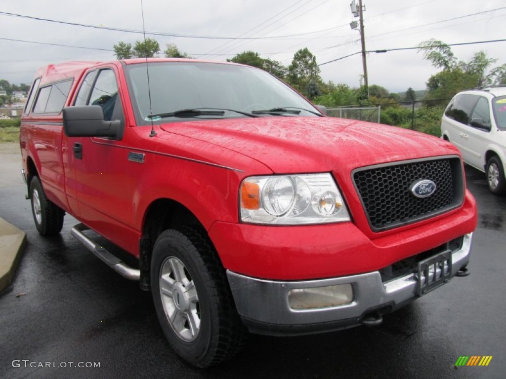 2004 F150 XLT Regular Cab 4x4 - Bright Red / Black/Medium Flint photo #5