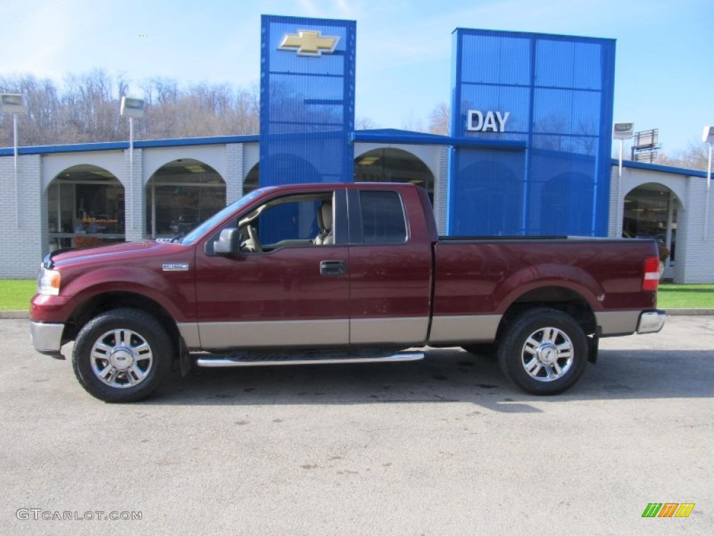 2006 F150 XLT SuperCab 4x4 - Dark Toreador Red Metallic / Tan photo #2