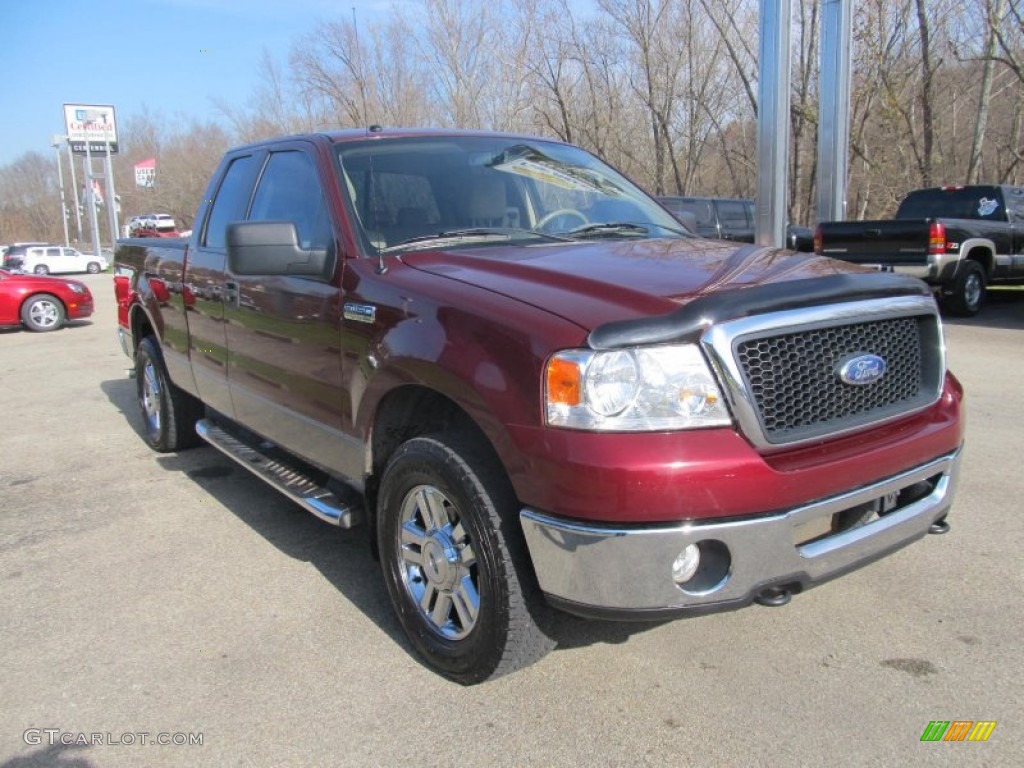 2006 F150 XLT SuperCab 4x4 - Dark Toreador Red Metallic / Tan photo #10