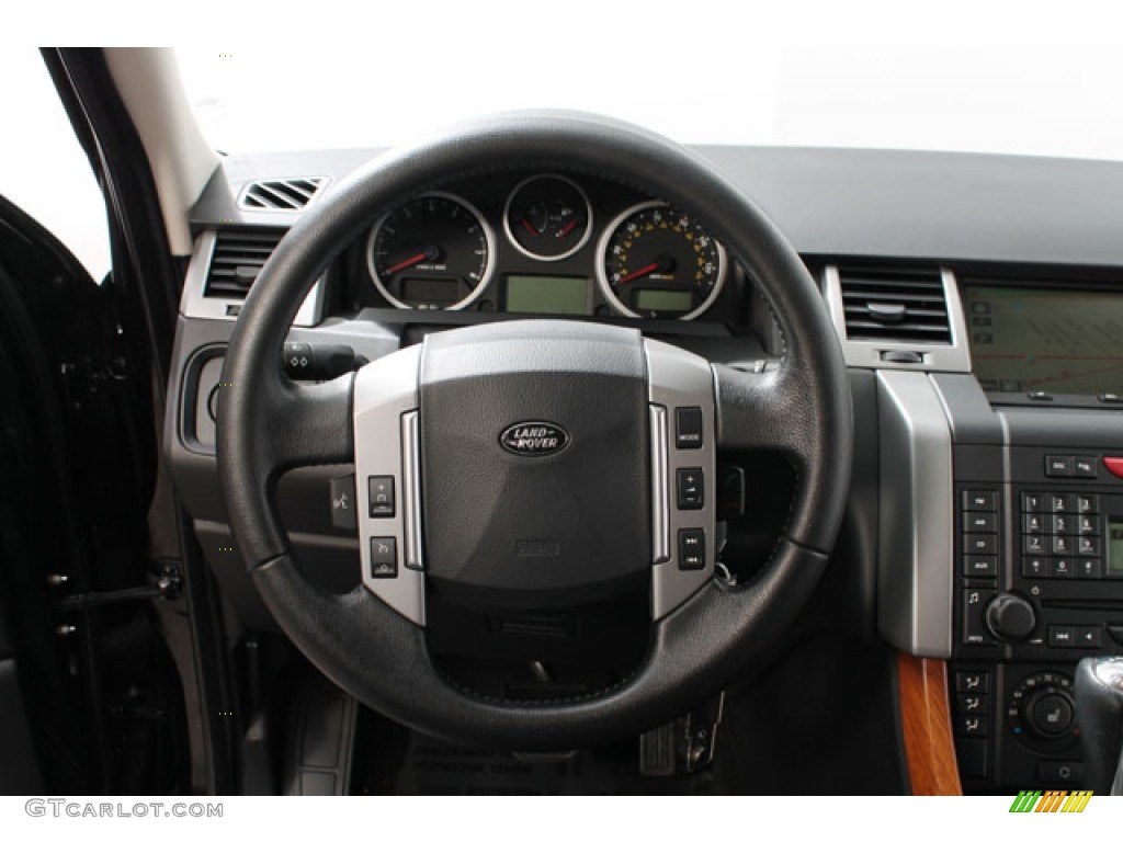 2008 Land Rover Range Rover Sport Supercharged Ebony Black Steering Wheel Photo #73668774