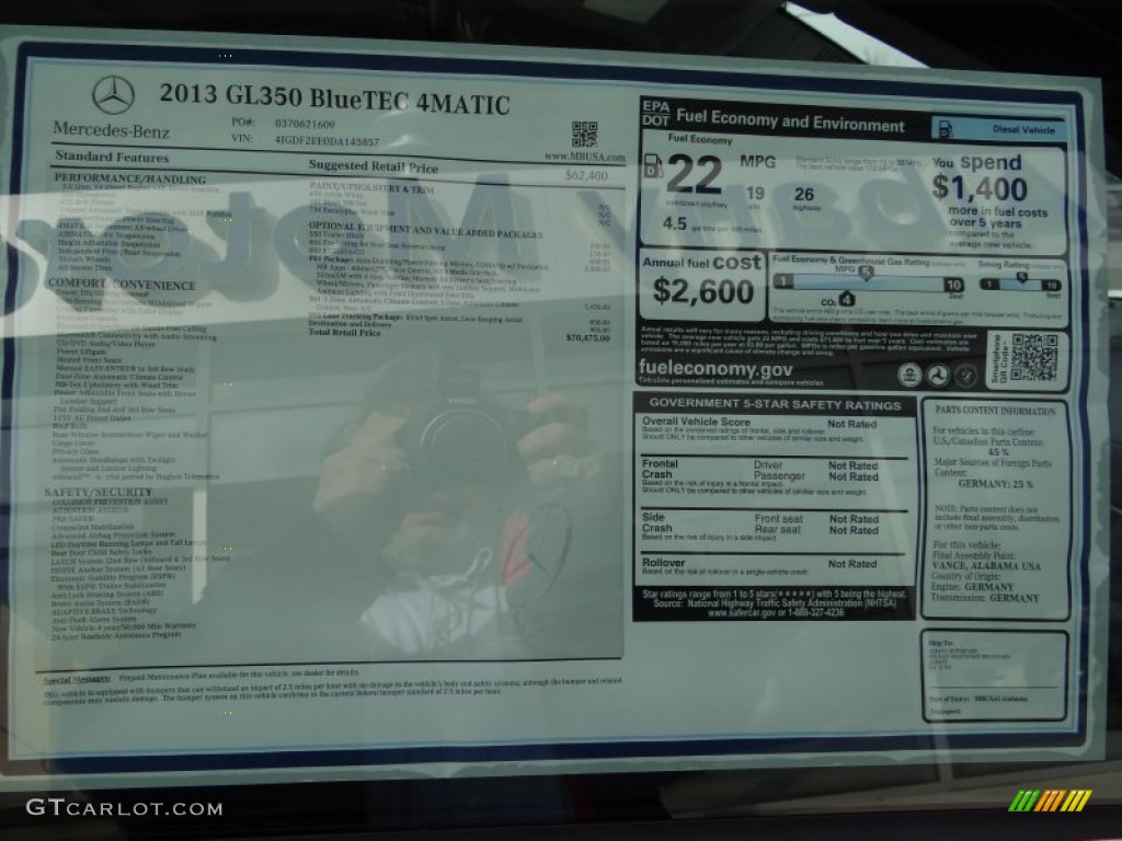 2013 Mercedes-Benz GL 350 BlueTEC 4Matic Window Sticker Photos