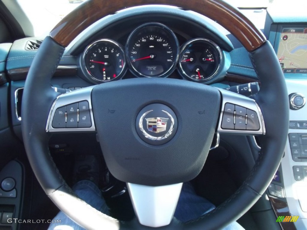 2013 Cadillac CTS 3.6 Sedan Ebony Steering Wheel Photo #73681581