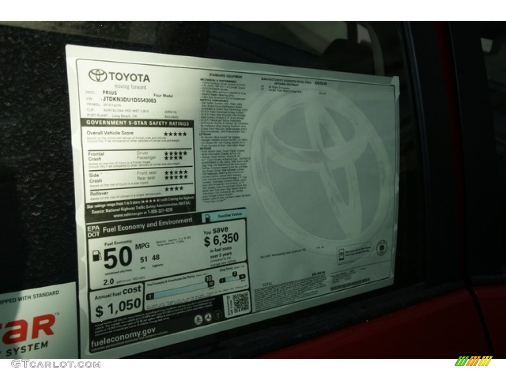 2013 Toyota Prius Four Hybrid Window Sticker Photos