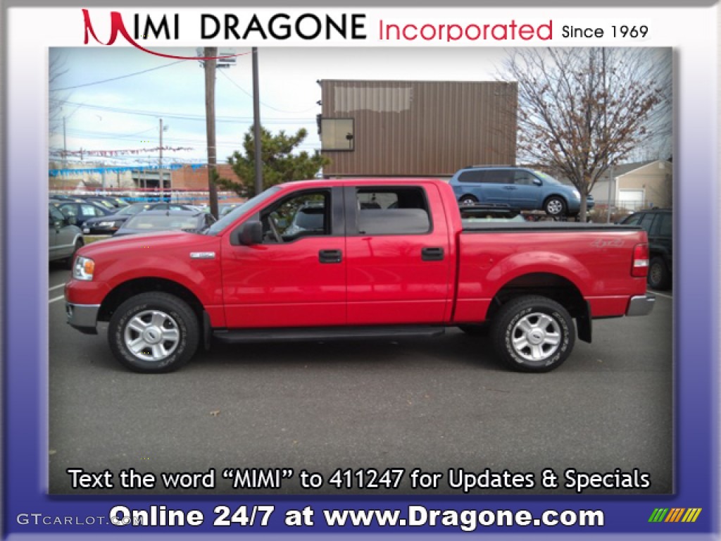 2004 F150 XLT SuperCrew 4x4 - Bright Red / Dark Flint photo #3