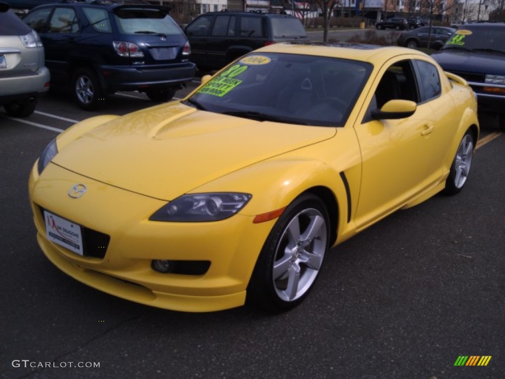 Lightning Yellow 2004 Mazda RX-8 Sport Exterior Photo #73690179
