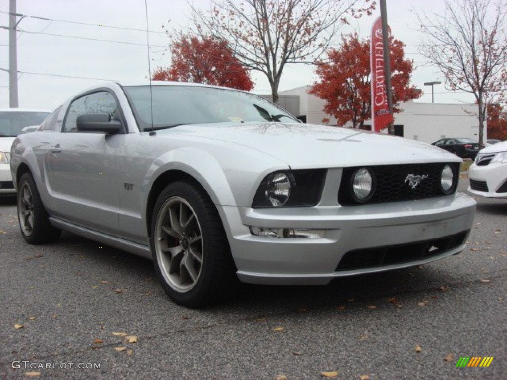 2005 Mustang GT Premium Coupe - Satin Silver Metallic / Red Leather photo #1