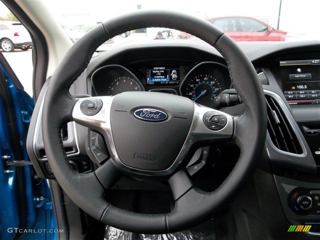 2013 Ford Focus Titanium Sedan Charcoal Black Steering Wheel Photo #73691265