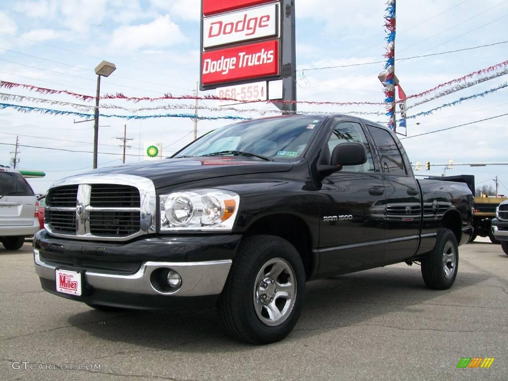 2007 Ram 1500 SLT Quad Cab - Black / Khaki Beige photo #1