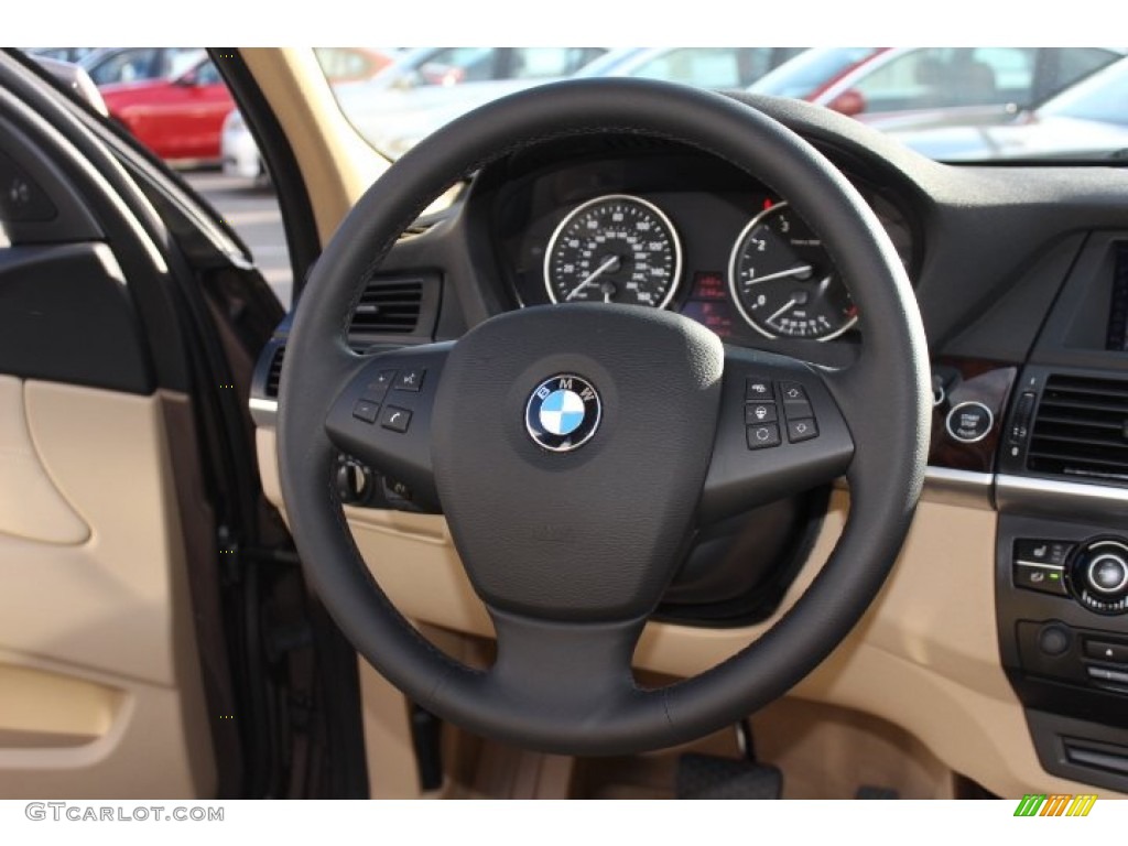 2012 BMW X5 xDrive35i Sand Beige Steering Wheel Photo #73696557