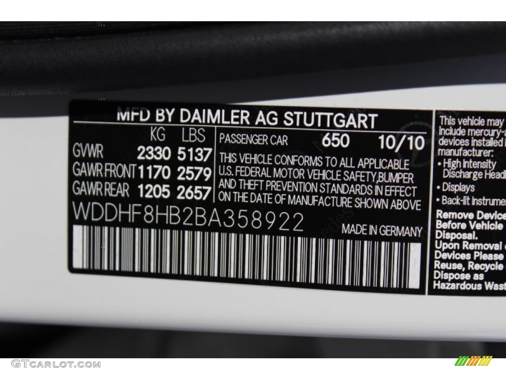 2011 E Color Code 650 for Arctic White Photo #73699839