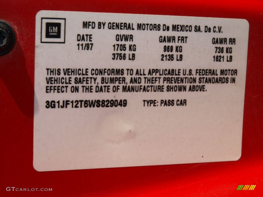 1998 Cavalier Z24 Coupe - Flame Red / Graphite photo #8