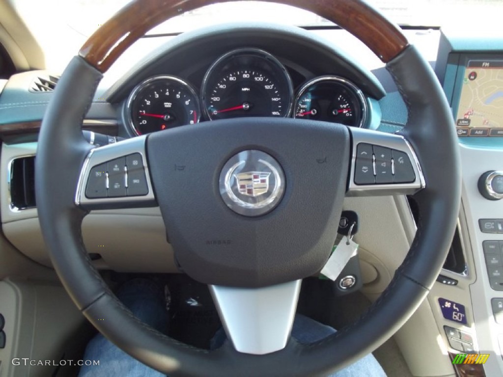2013 Cadillac CTS 3.6 Sedan Cashmere/Cocoa Steering Wheel Photo #73707060