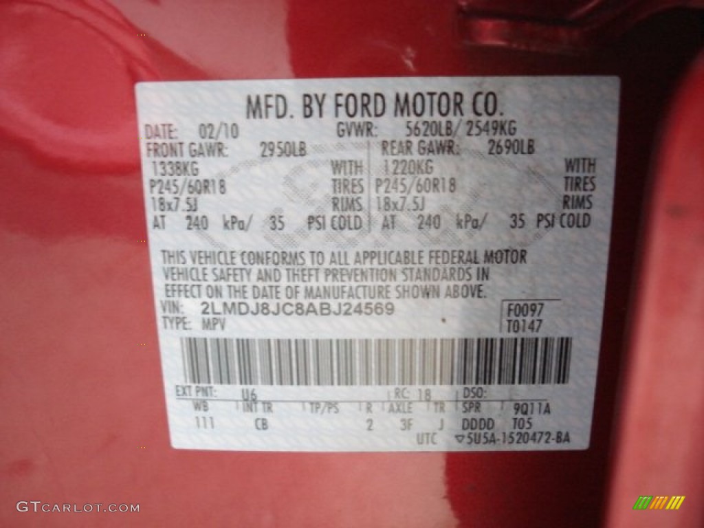 2010 MKX AWD - Red Candy Metallic / Charcoal Black photo #20