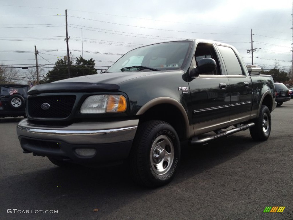 2002 F150 XLT SuperCrew 4x4 - Dark Highland Green Metallic / Medium Parchment photo #1