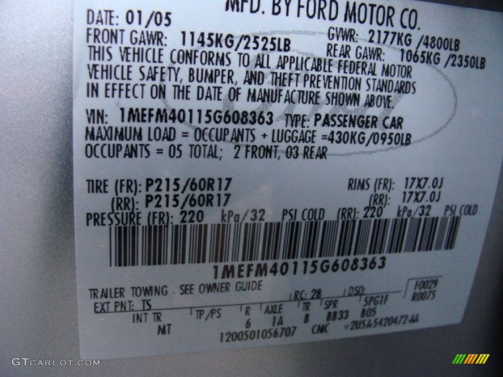 2005 Montego Luxury - Silver Frost Metallic / Shale photo #15