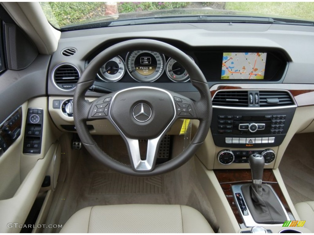 2012 Mercedes-Benz C 250 Sport Almond Beige Steering Wheel Photo #73733777