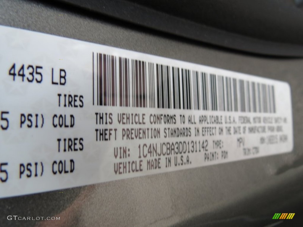 2013 Compass Color Code PDM for Mineral Gray Metallic Photo #73734501