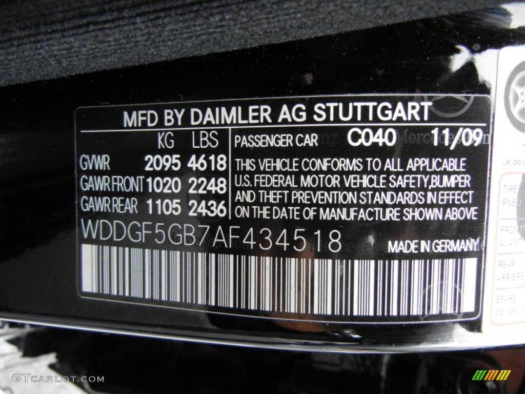 2010 Mercedes-Benz C 350 Sport Color Code Photos
